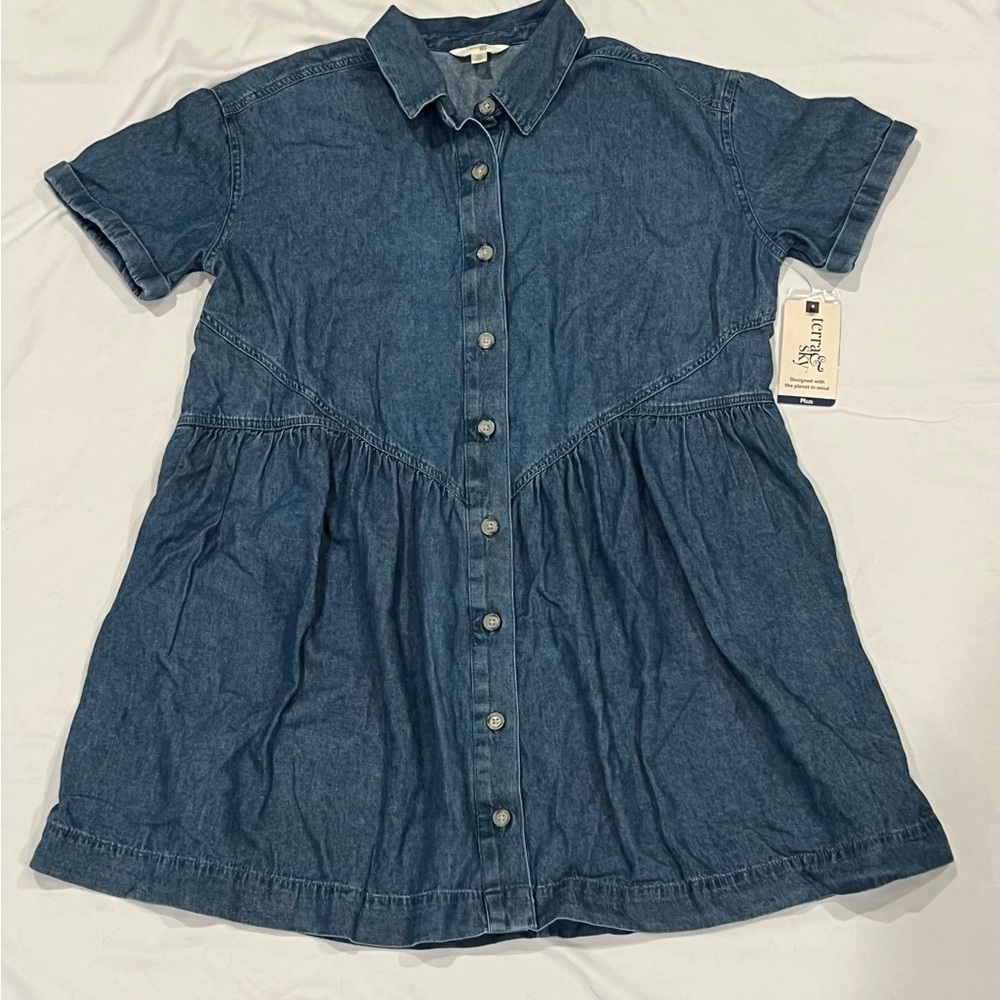Terra & Sky Blue Denim Midi Dress